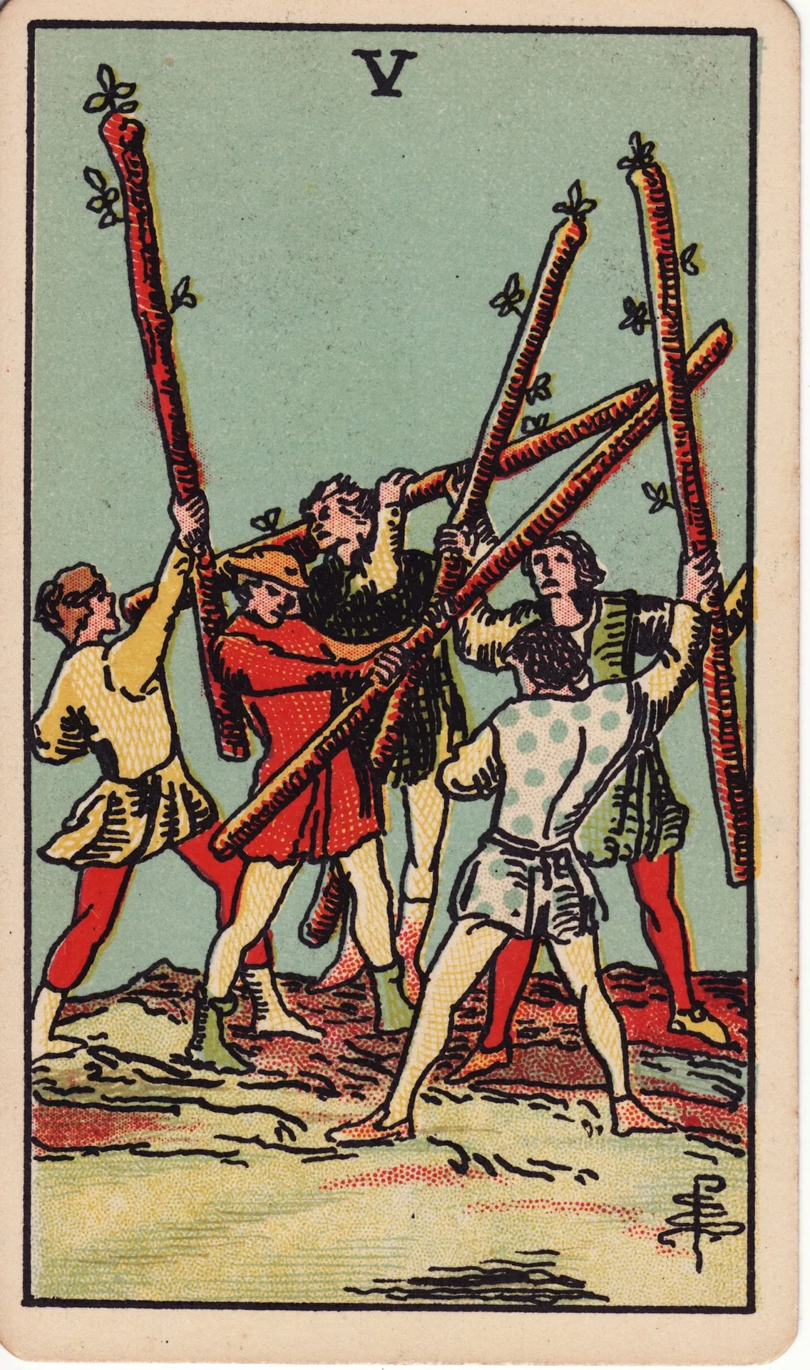 Five of Wands — Rider-Waite tarot card