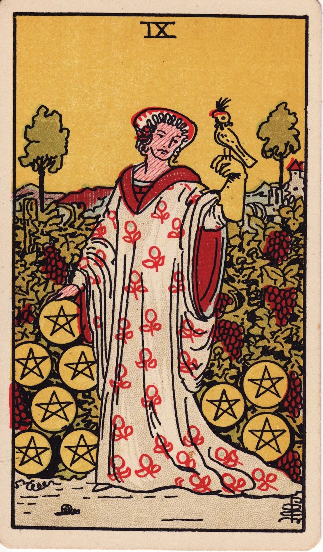 Nine of Pentacles — Rider-Waite tarot card