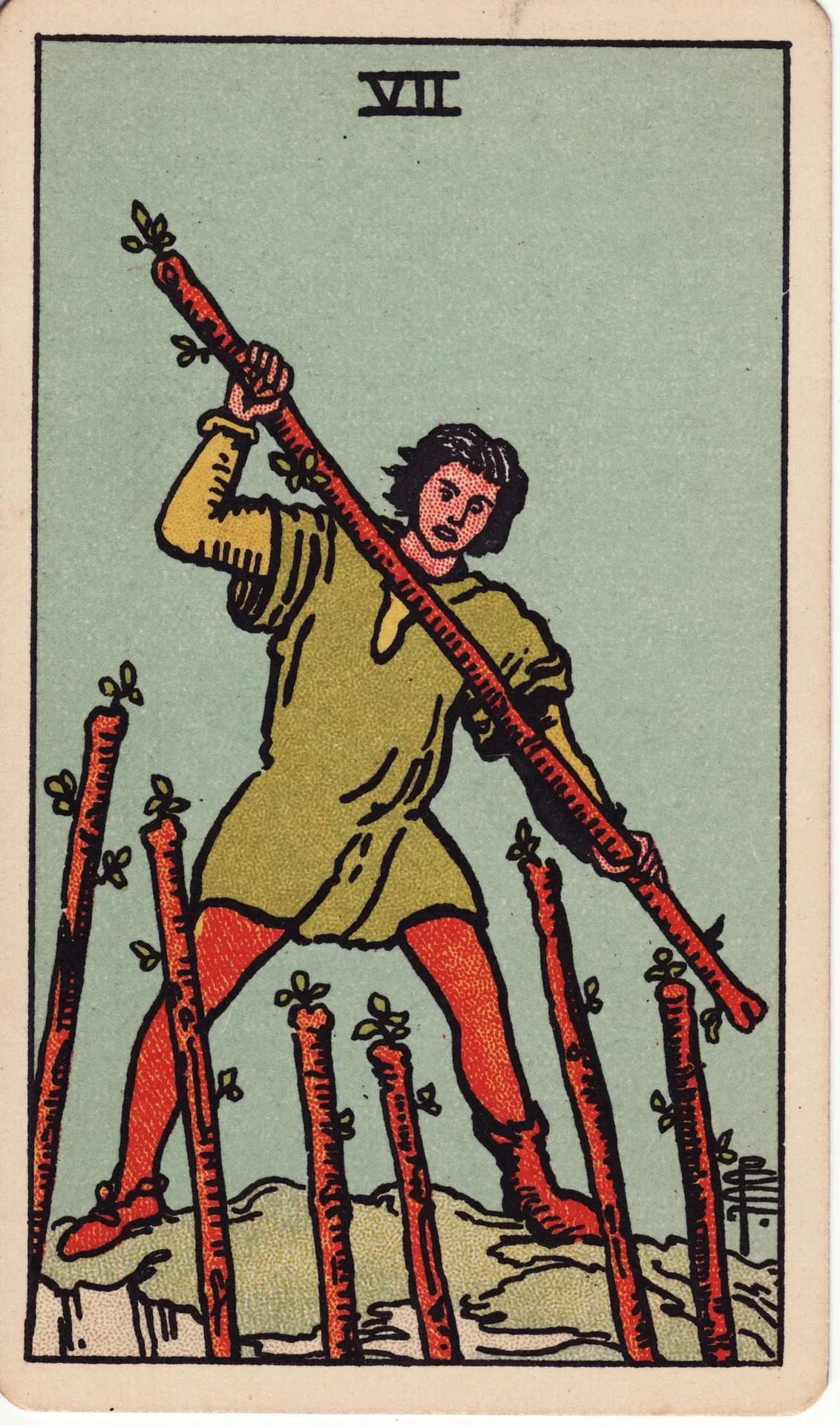 Seven of Wands — Rider-Waite tarot card