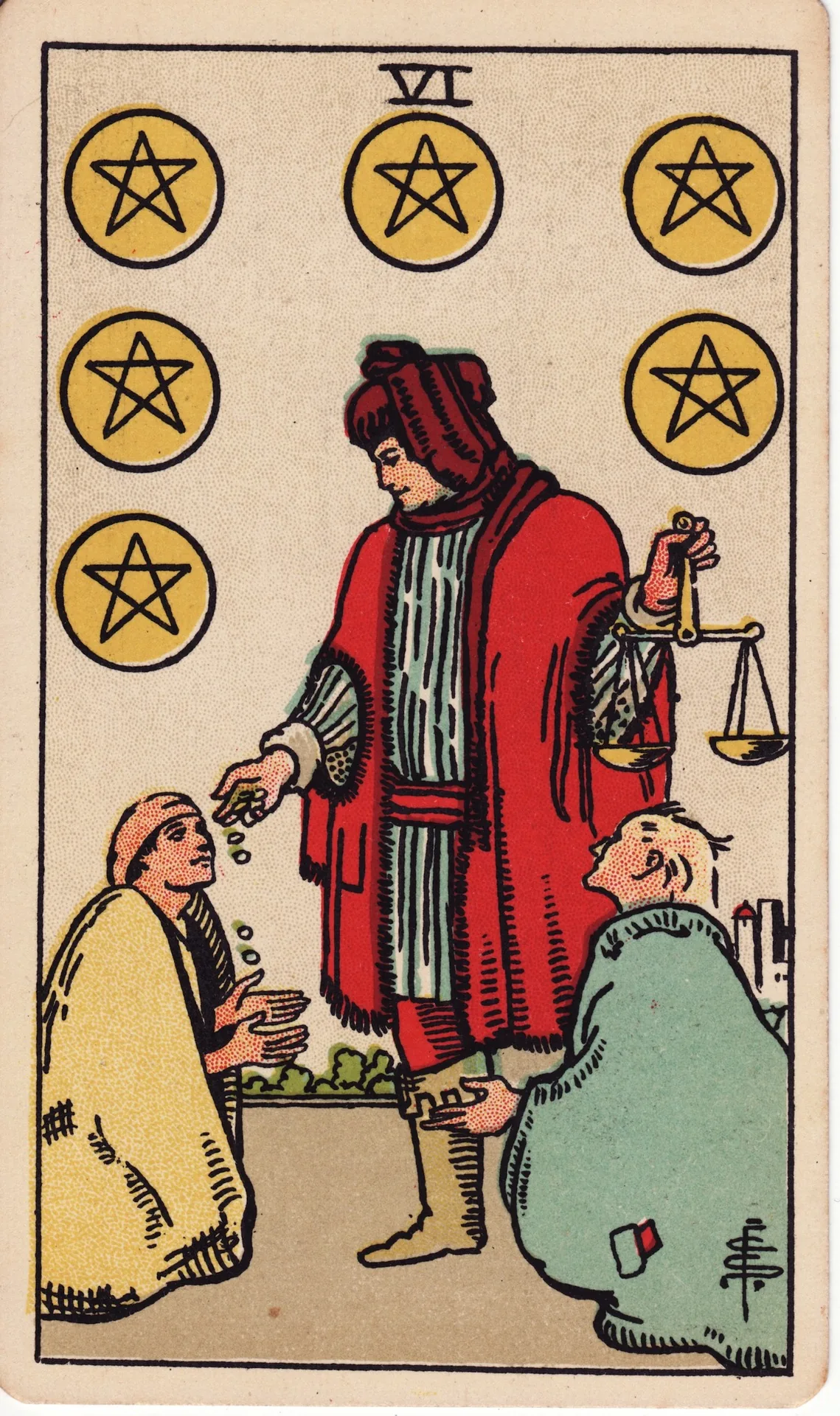 Six of Pentacles — Rider-Waite tarot card