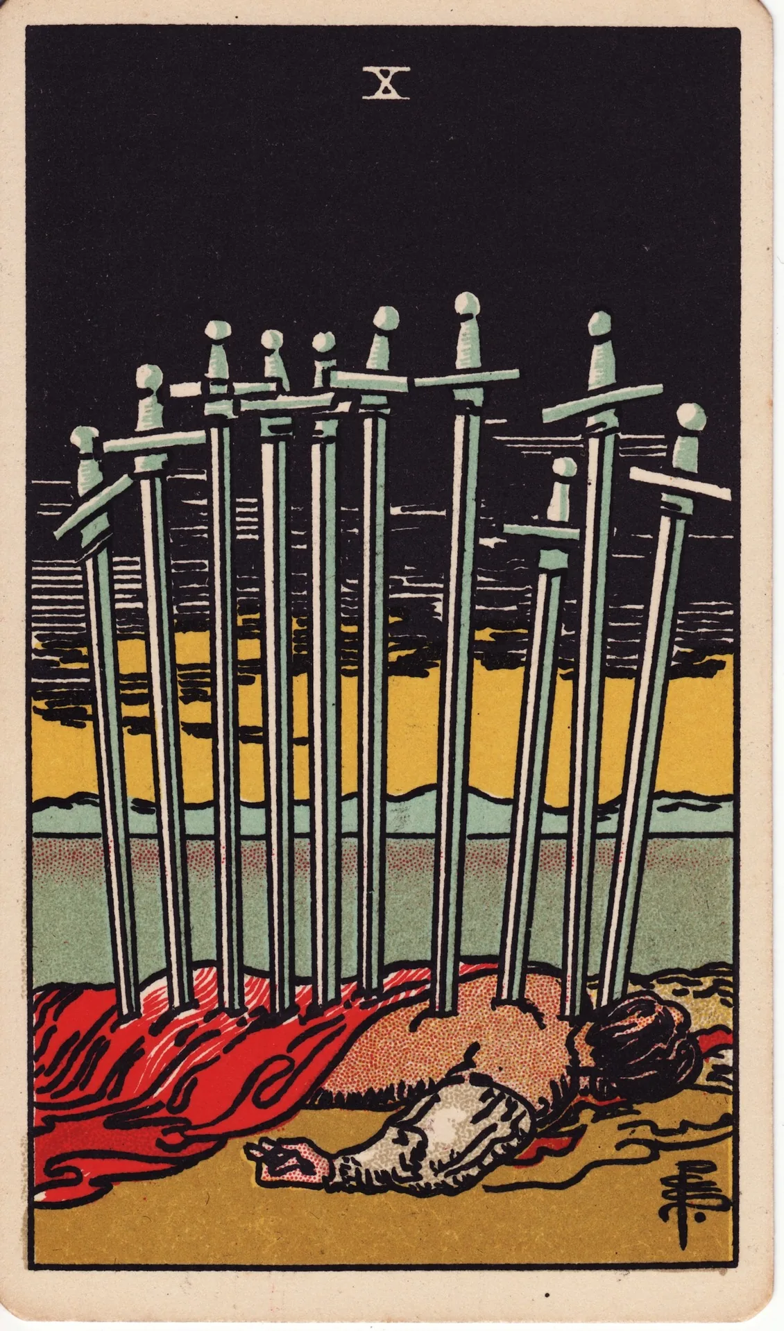 Ten of Swords — Rider-Waite tarot card