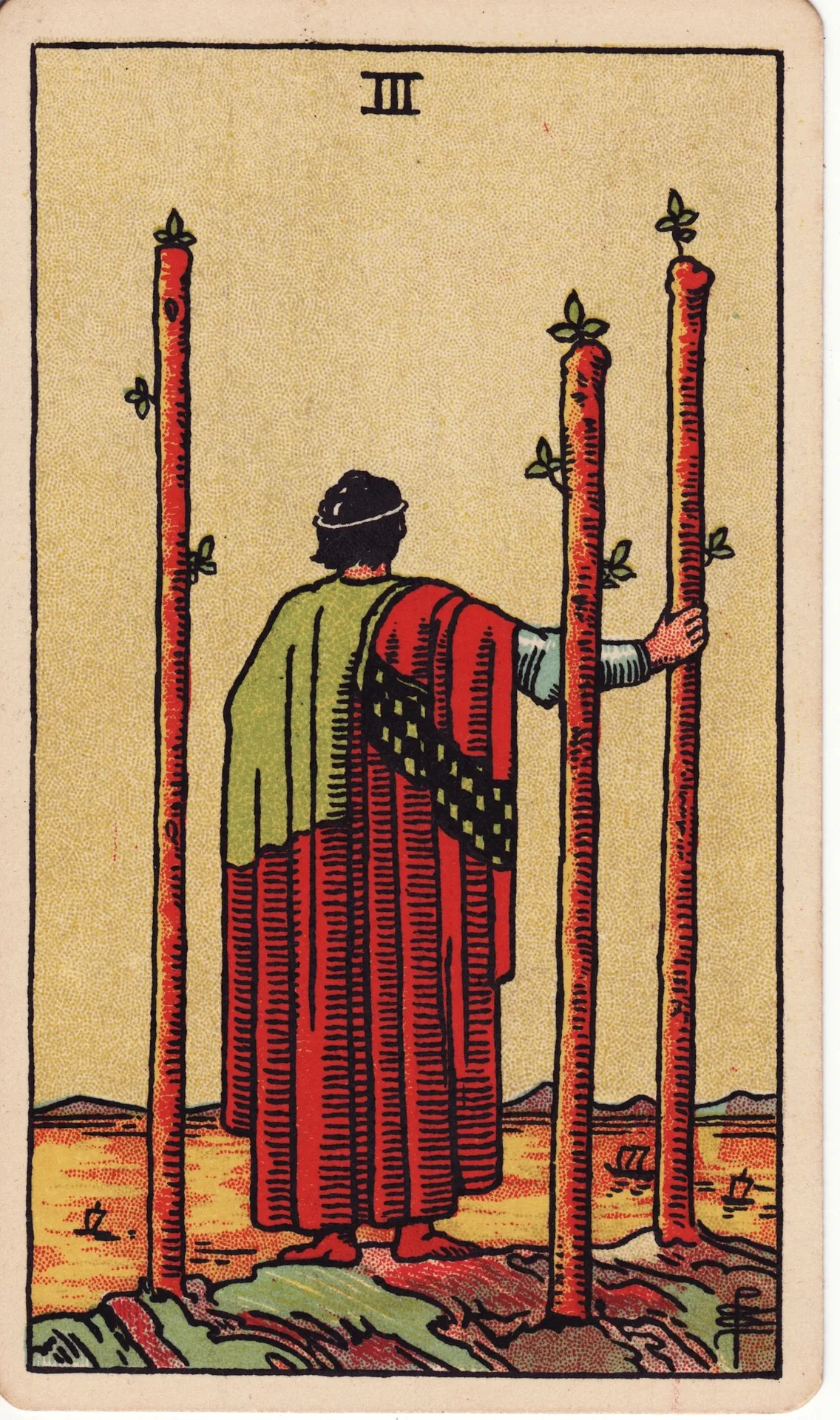 Three of Wands — Rider-Waite tarot card